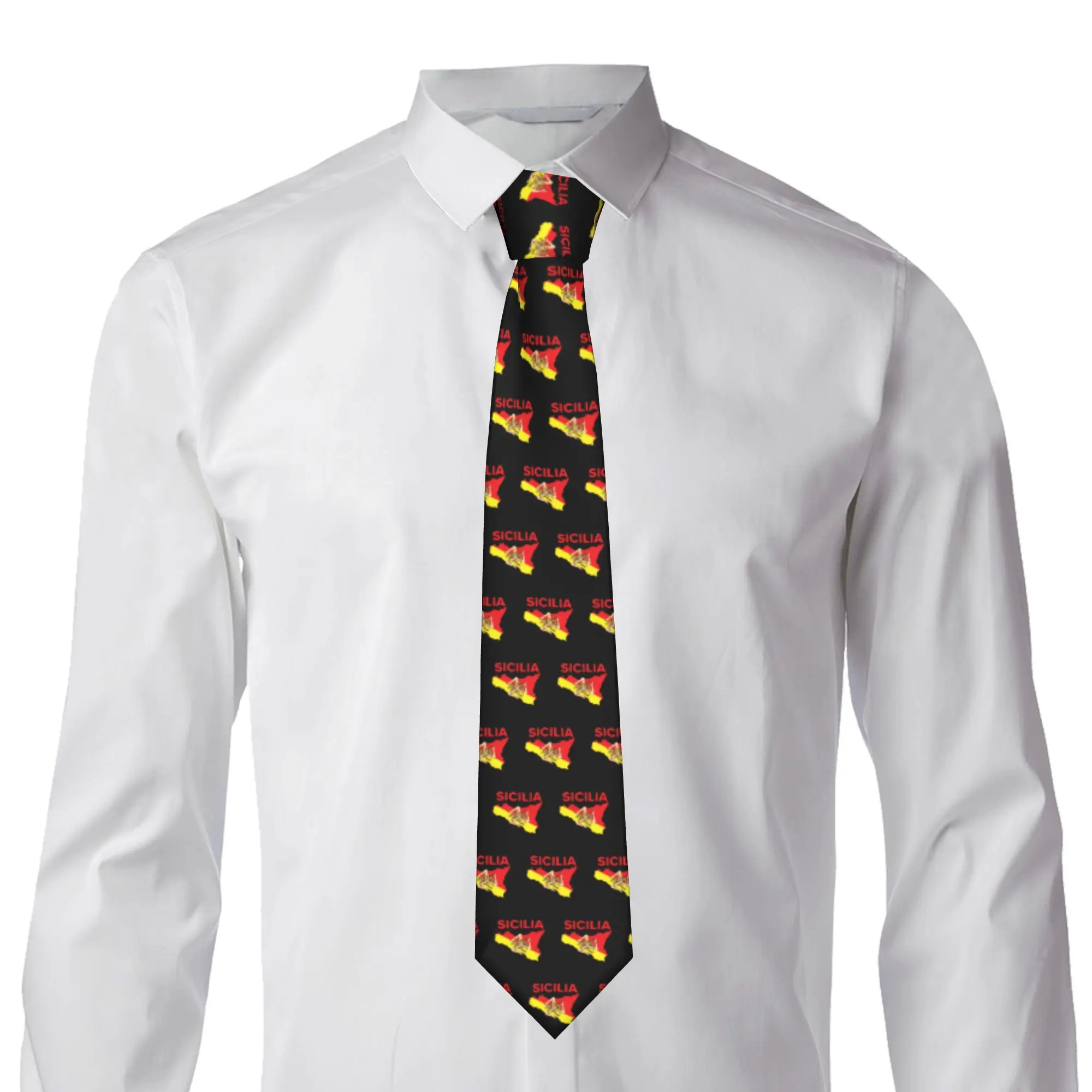 Formal Map of Sicily Trinacria Neckties for Men Customized Silk Sicilian Pride Party Tie