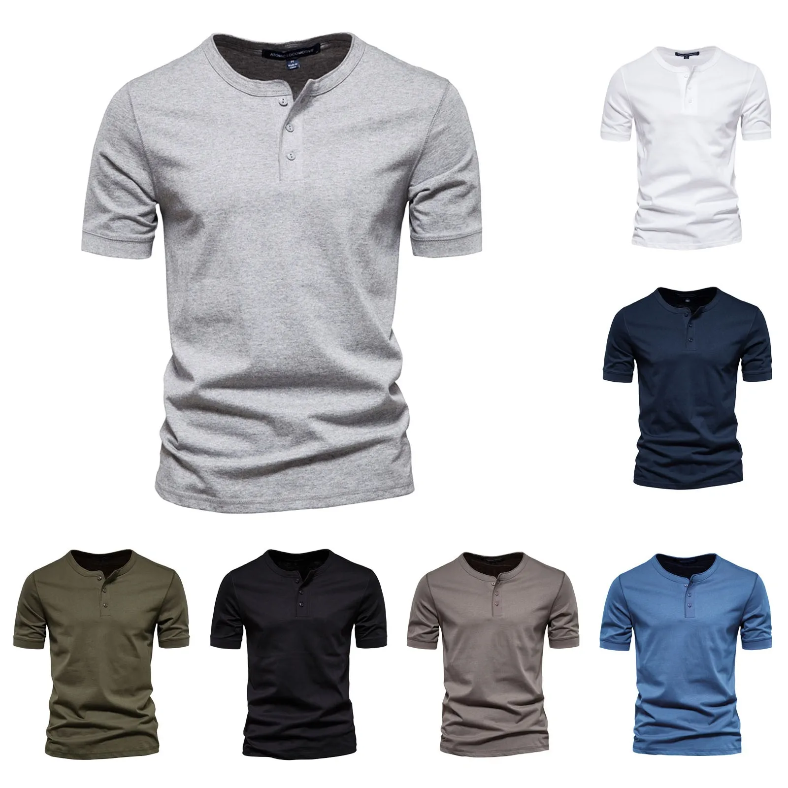 Men'S Shirt 2023 New Short-Sleeved Solid Oversized Summer Casual Stand-Up Collar Shirt Activewear Daily Wear Men