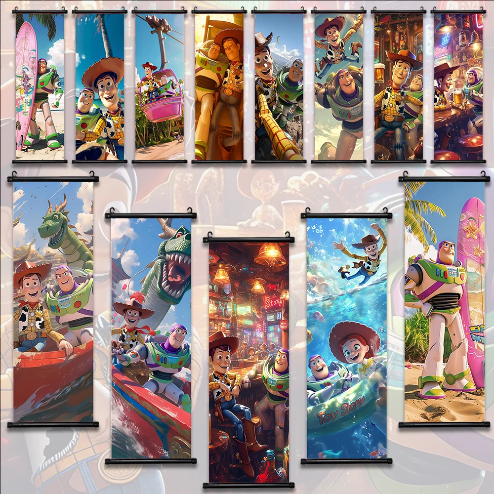 

Buzz Lightyear Hanging Scroll Poster Woody Home Decoration Disney Gift Toy Story Wallpaper Wall Artwork Canvas Painting Print