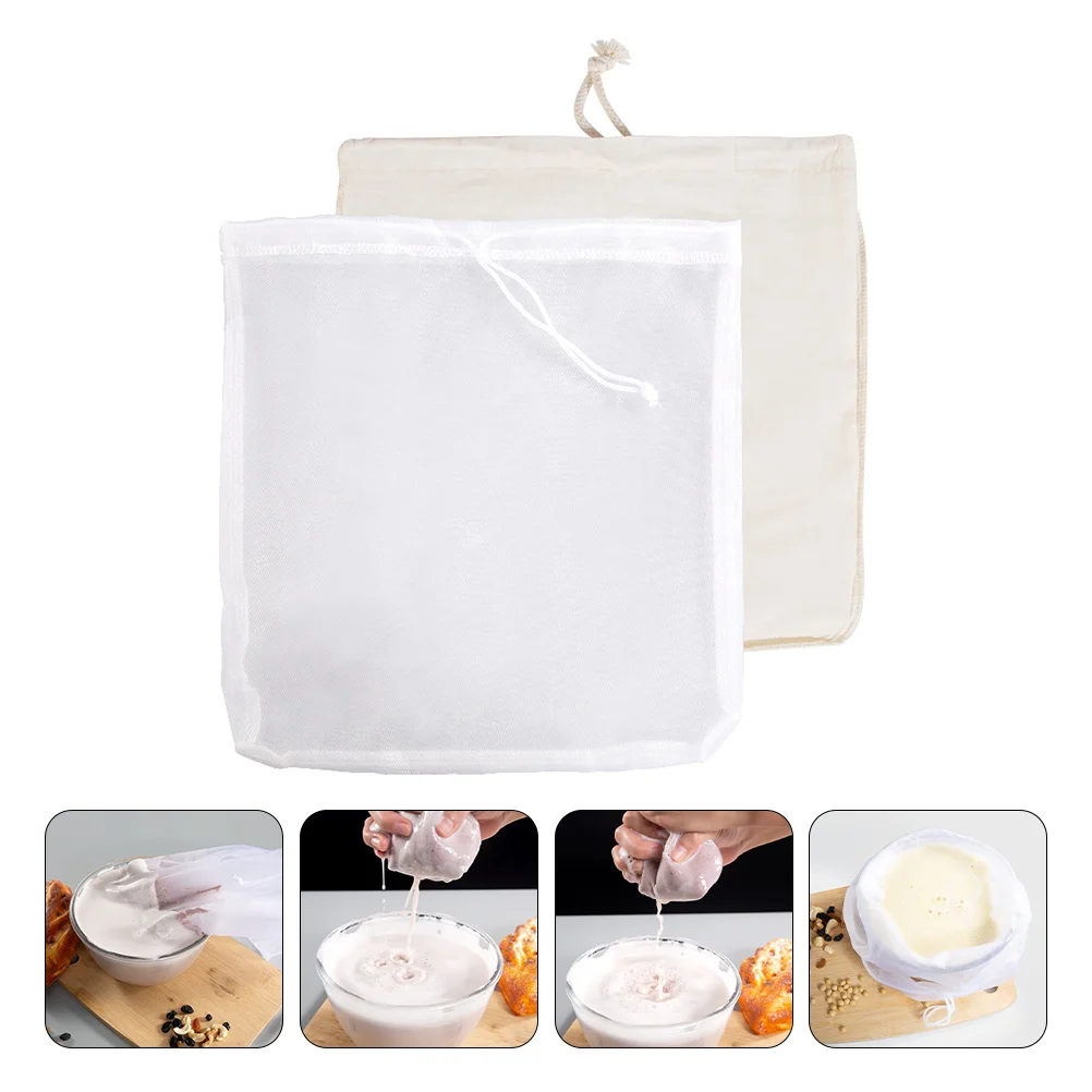 

2 PCS Strainer Drink Filter Bag Reusable Food Multiple Usage Straining Grade Mesh for Coffee Soy Milk