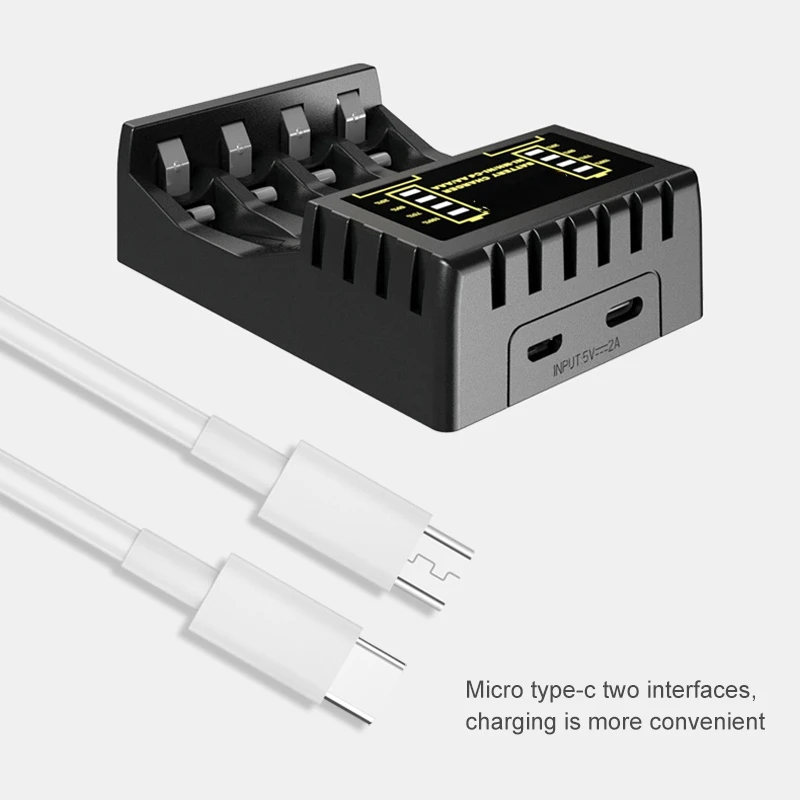 Support de chargeur de batterie Rechargeable à 4 fentes, Protection contre les courts-circuits avec indicateur LED, adapté à la batterie Rechargeable AAA