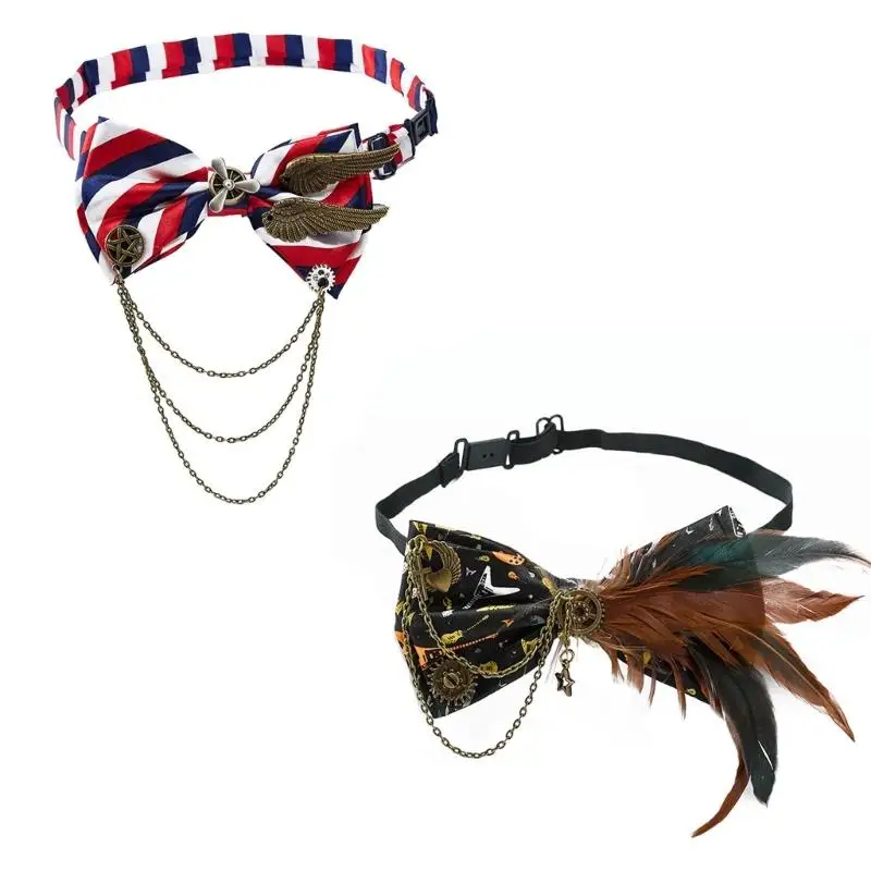 

39BD унисекс, галстук-бабочка в стиле стим-панк, украшение в виде крыльев, галстук с цепочкой кисточек для вечеринок