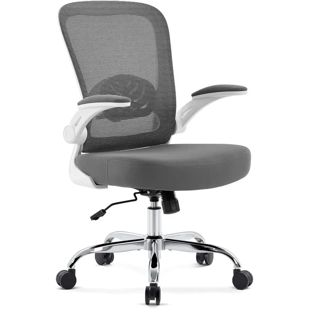

Ergonomic Adjustable Lumbar Support Desk Chair with Lift-Up Armrests, Rolling Office Chairs, Home Office Chair (Grey)