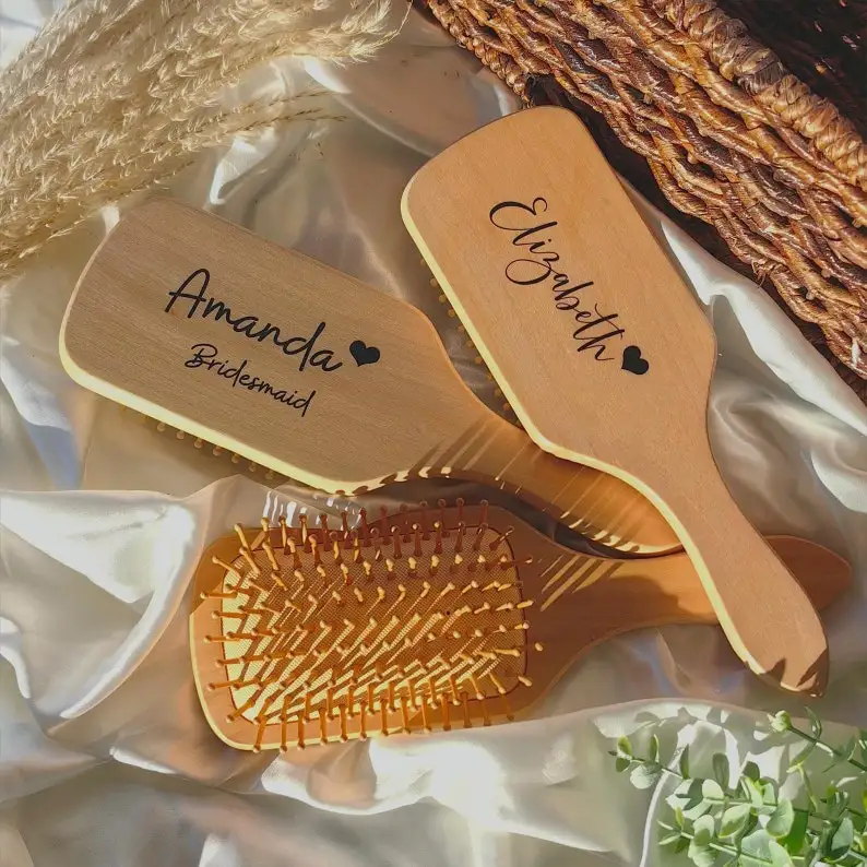 Custom Bamboo Comb with Name logo Unique Personalized Comb for Wedding Bridesmaid Birthday Gifts Anniversary Mother's Day