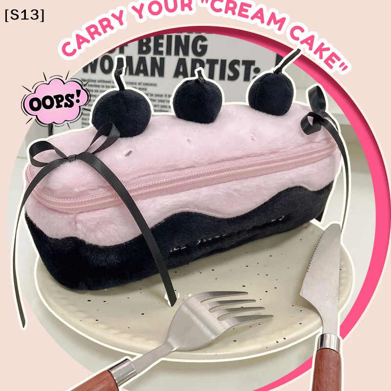 Cherry Cake Pencil Case Cute Functional Large Capacity Stationery Organizer Storage Bag Student Pen Bag Makeup Bag[S13]