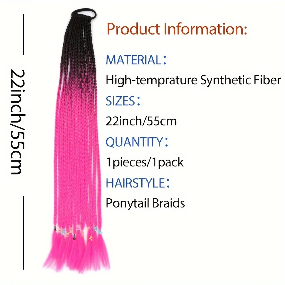 Brazilian Twist braids ponytail wigs Gradient color Hair Extensions Synthetic with rubber band DIY cosplay party Women Dress Up