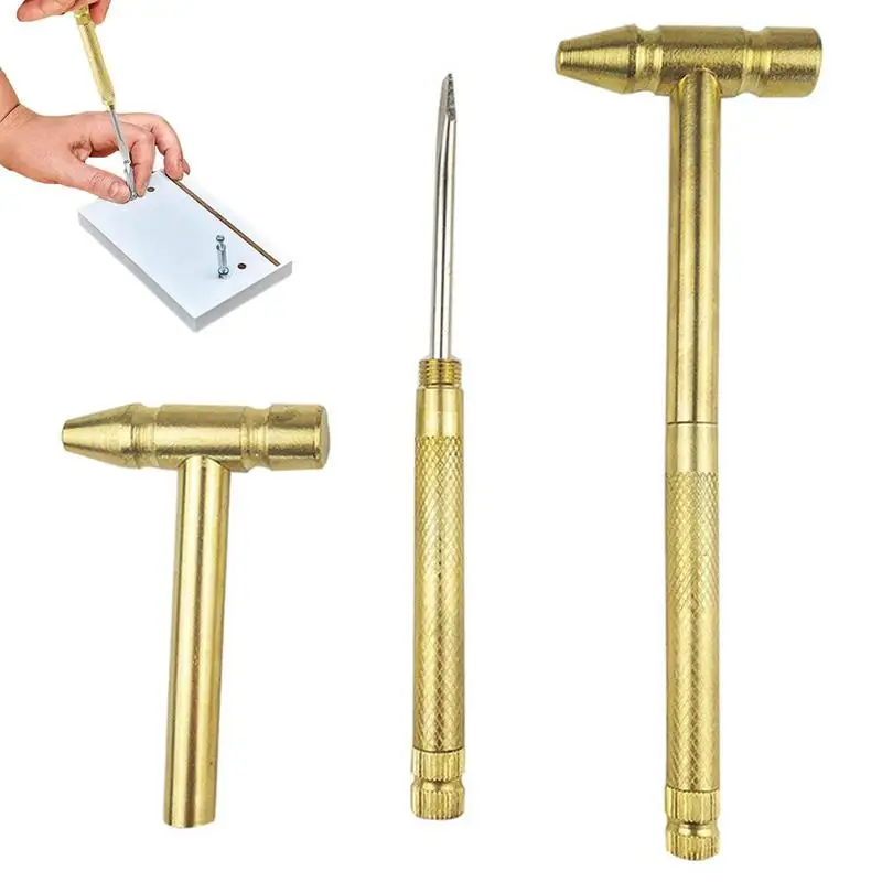 6 In 1 Multifunction Mini Craft Hammer Screwdriver Set Copper Alloy Gold Detachable Screwdriver Service Hand Tool