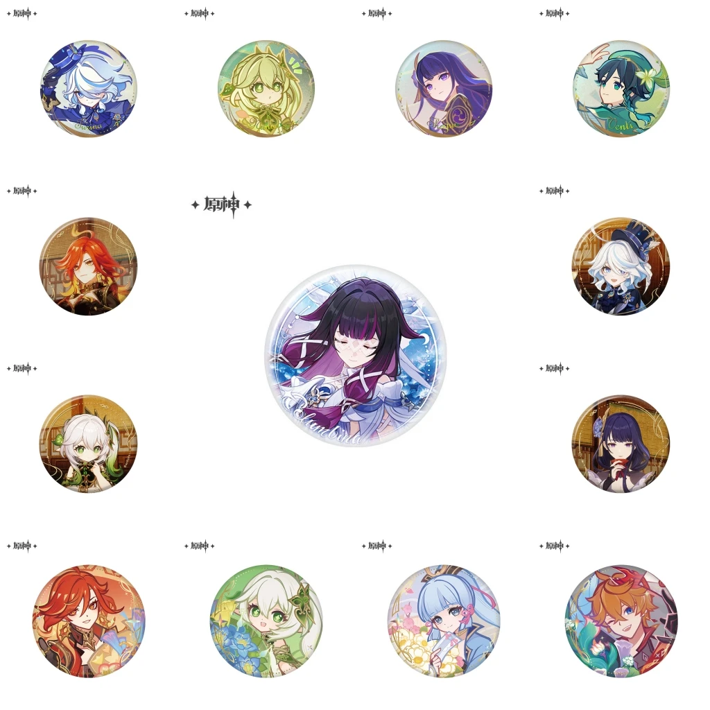 58mm Game Genshin Impact The Long Way Home Whispers of the Blossoming Heart‌ Cosplay COSTUME Badge Pin SPTE Tinplate Brooch Prop