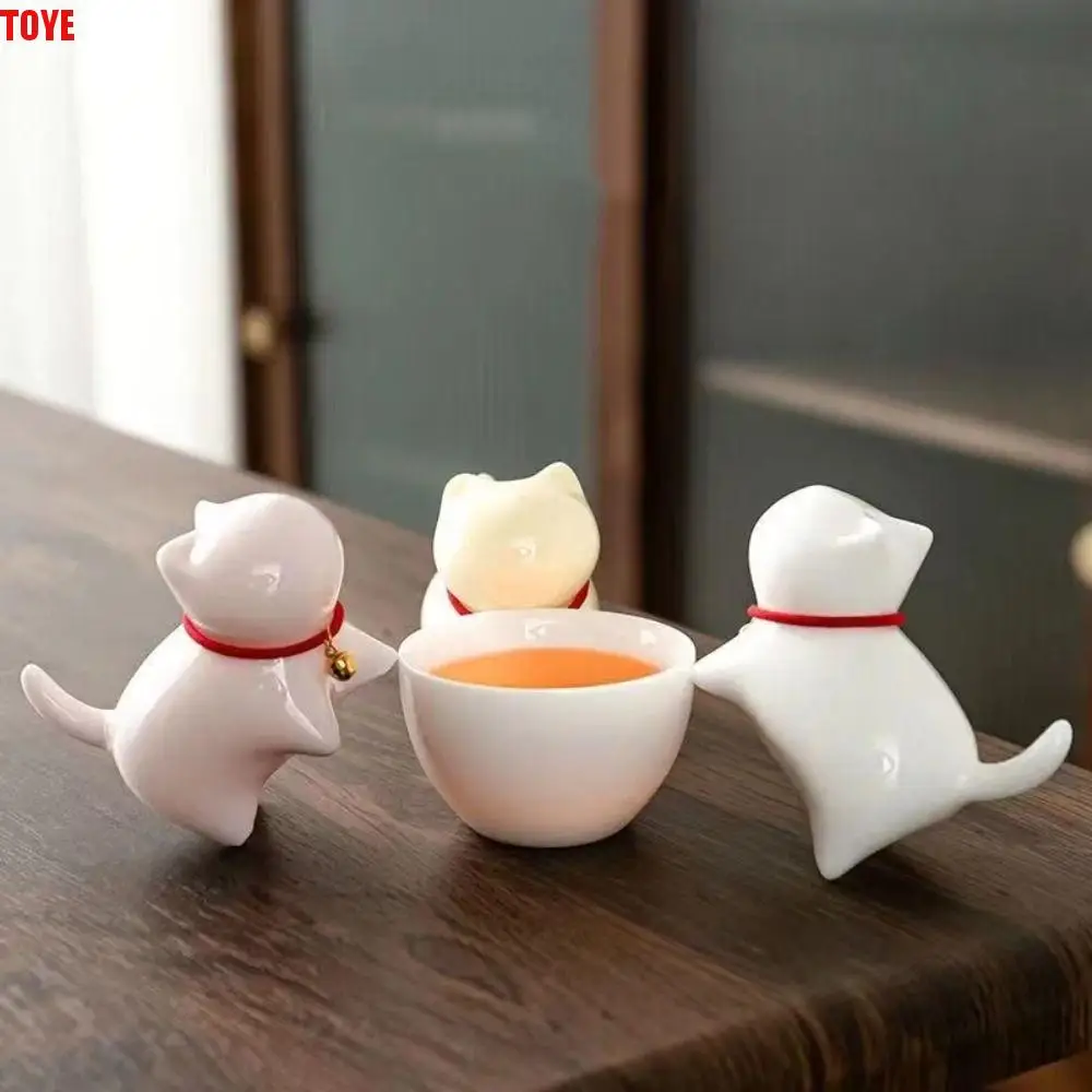 

Ceramics Faceless Cat Crafts Model Modern Art Ornaments Lucky Cat Bell Figurines Luxury Style Statue Animal Feng Shui Decor