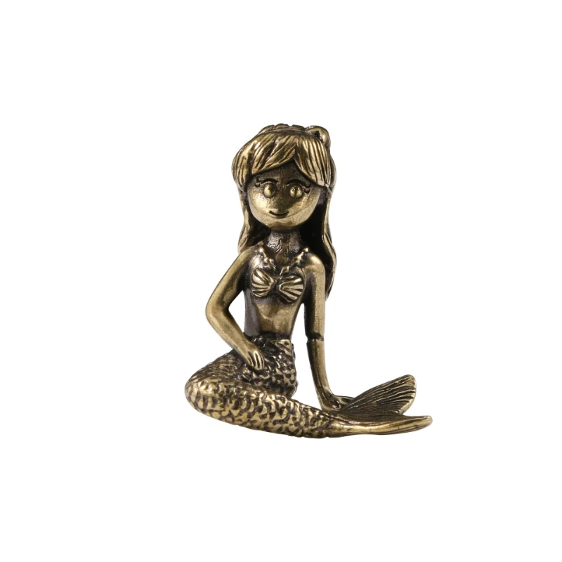 Mermaid Brass Jewelry Office Desktop Bronze Decoration Crafts