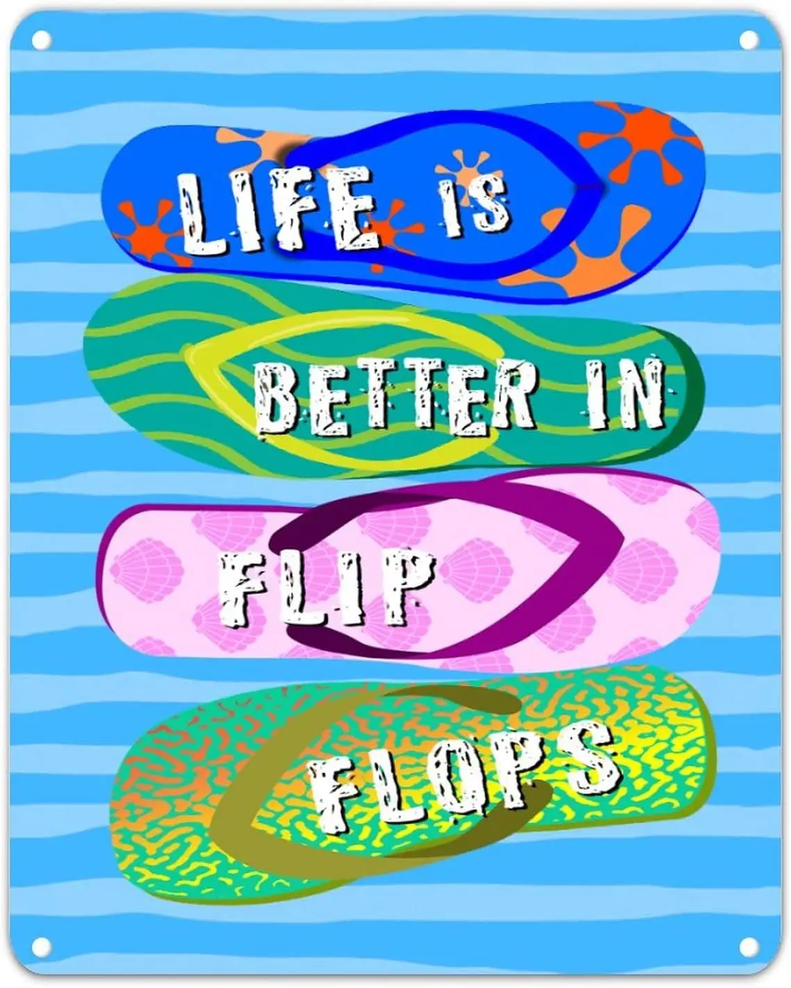 Flip Flops Tin Sign Underwater Animal Aluminum Metal in Fade Resistant Antique Wall Decor for Home Bar Pub Kitchen Ga