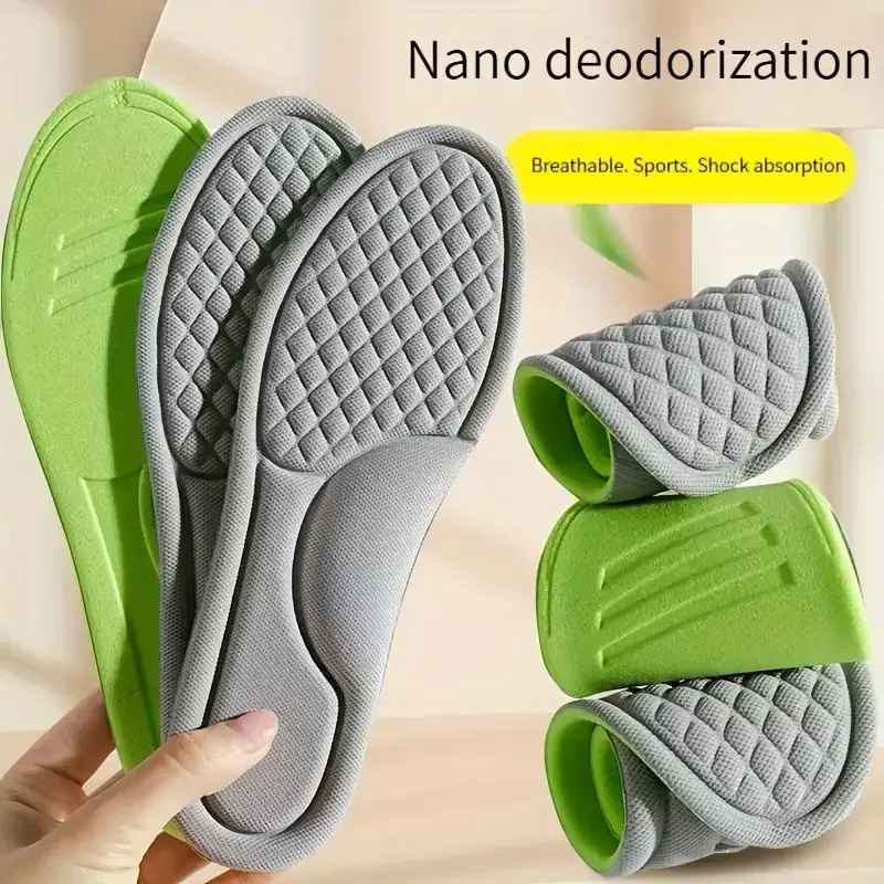 Plantillas ortopédicas de espuma viscoelástica Unisex, plantilla desodorizante para zapatos, absorbe el sudor, suave, antibacteriano, accesorios para zapatos