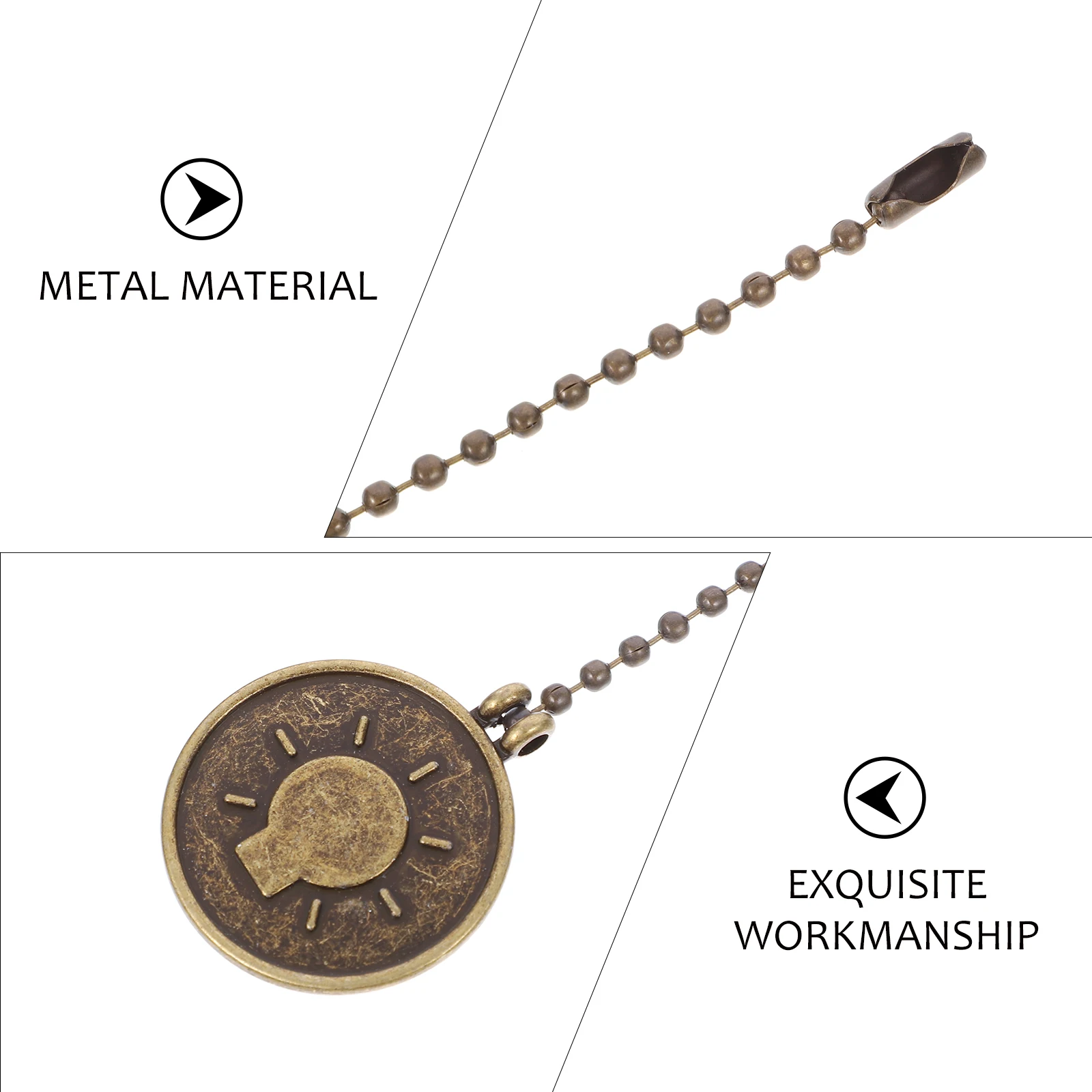 

2Pcs Metal Pull Chain for Ceiling Pendant Extension Decorative Bedroom Living Room Hallway Lighting