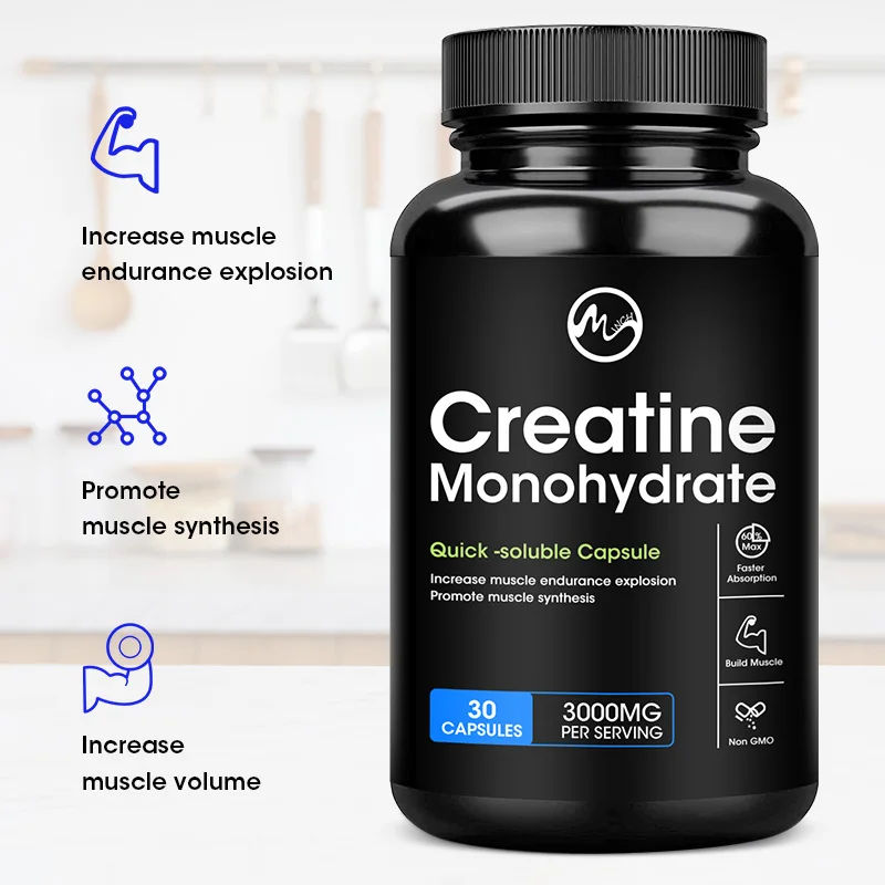 Creatine Capsules 3000mg Monohydrate Model Gain Powder Build Muscle Enhance Performance Unflavored Keto Friendly Adults