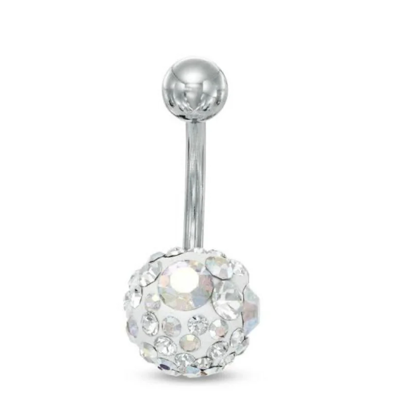 1 UNI - Piercing de Umbigo com pedrinhas de Strass Branco