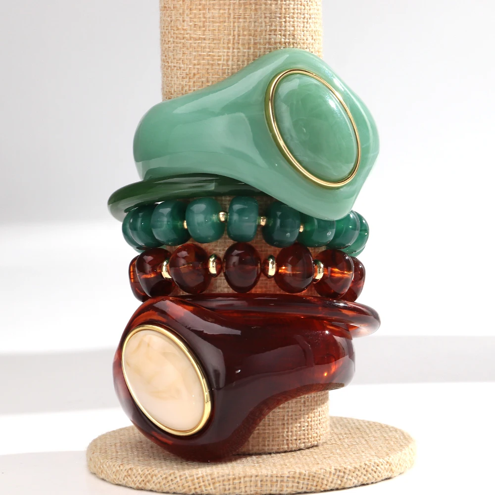3Pcs Vintage Boho Acrylic Marb - Resin Jewelry Kit ulasan dan harga