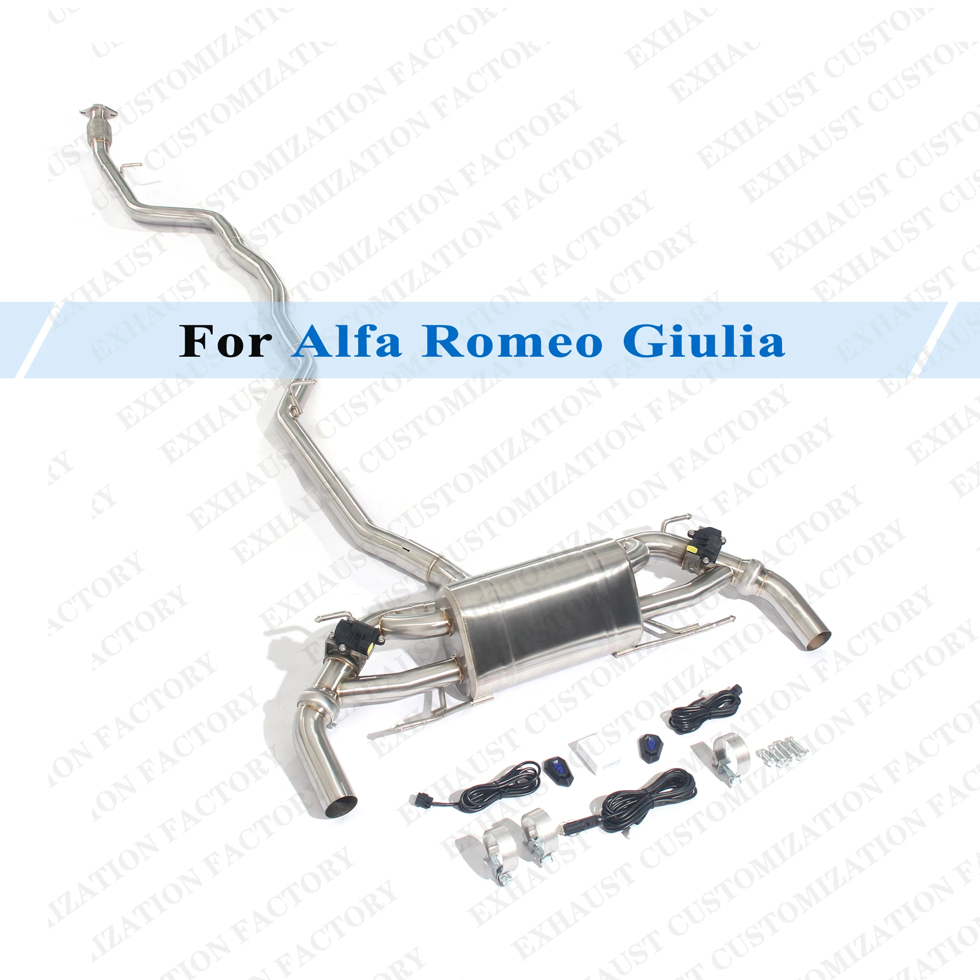 

Brushed Exhaust System for Alfa Romeo Giulia 2.0T Valved Muffler Remote Control