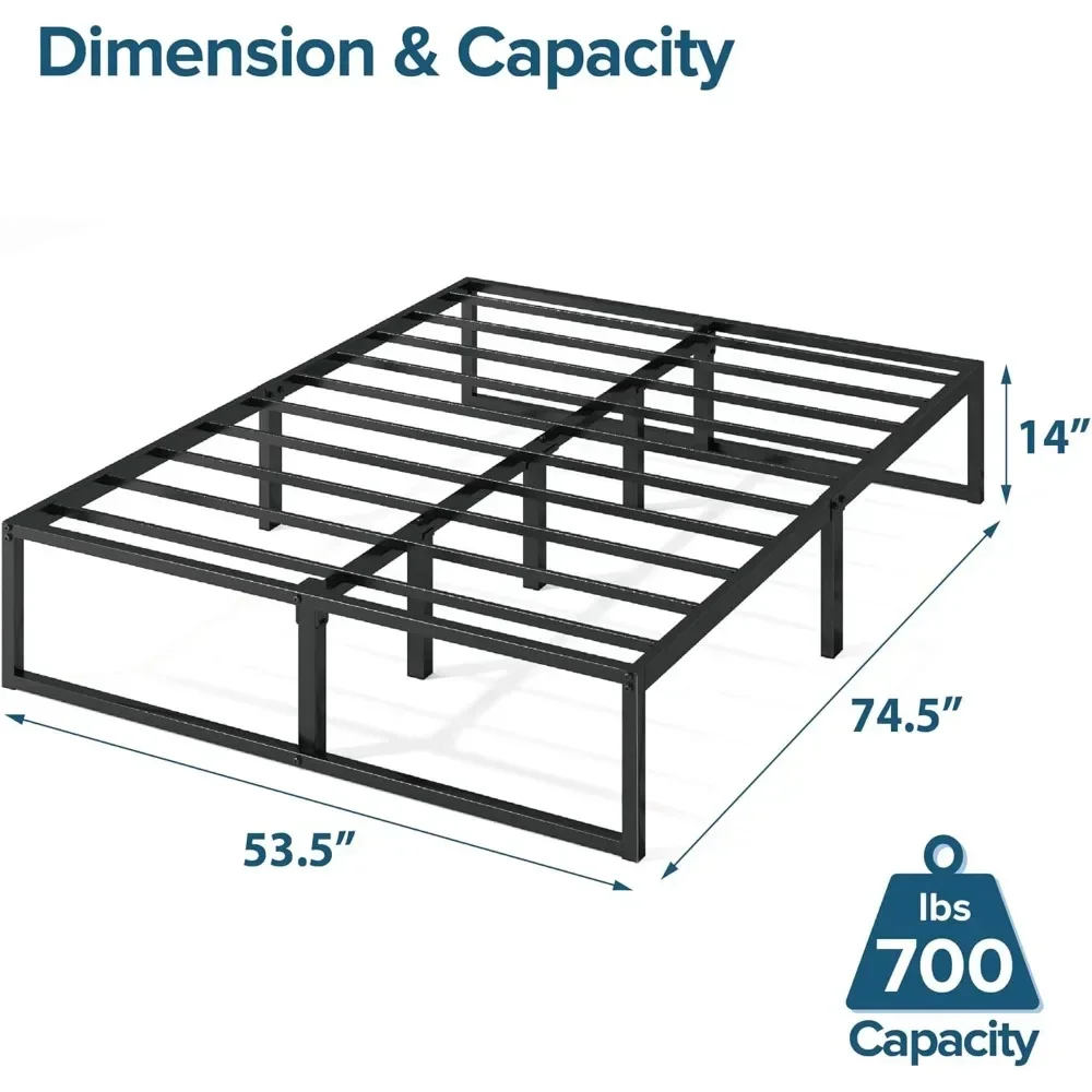 14 Inch Metal Platform Bed Frame, Mattress Foundation with Steel Slat Support, No Box Spring Needed, Easy Assembly Full, Black