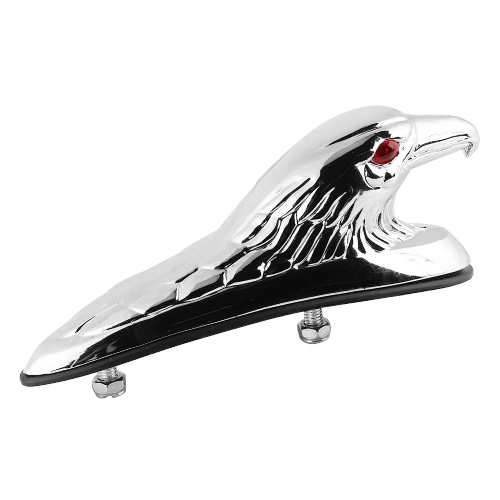 6mm Bolts Size Eagle Head Ornament Front Bonnet Mount Chrome Finish Front Decor Motorcycle Mudguard Statue Decor Accessory
