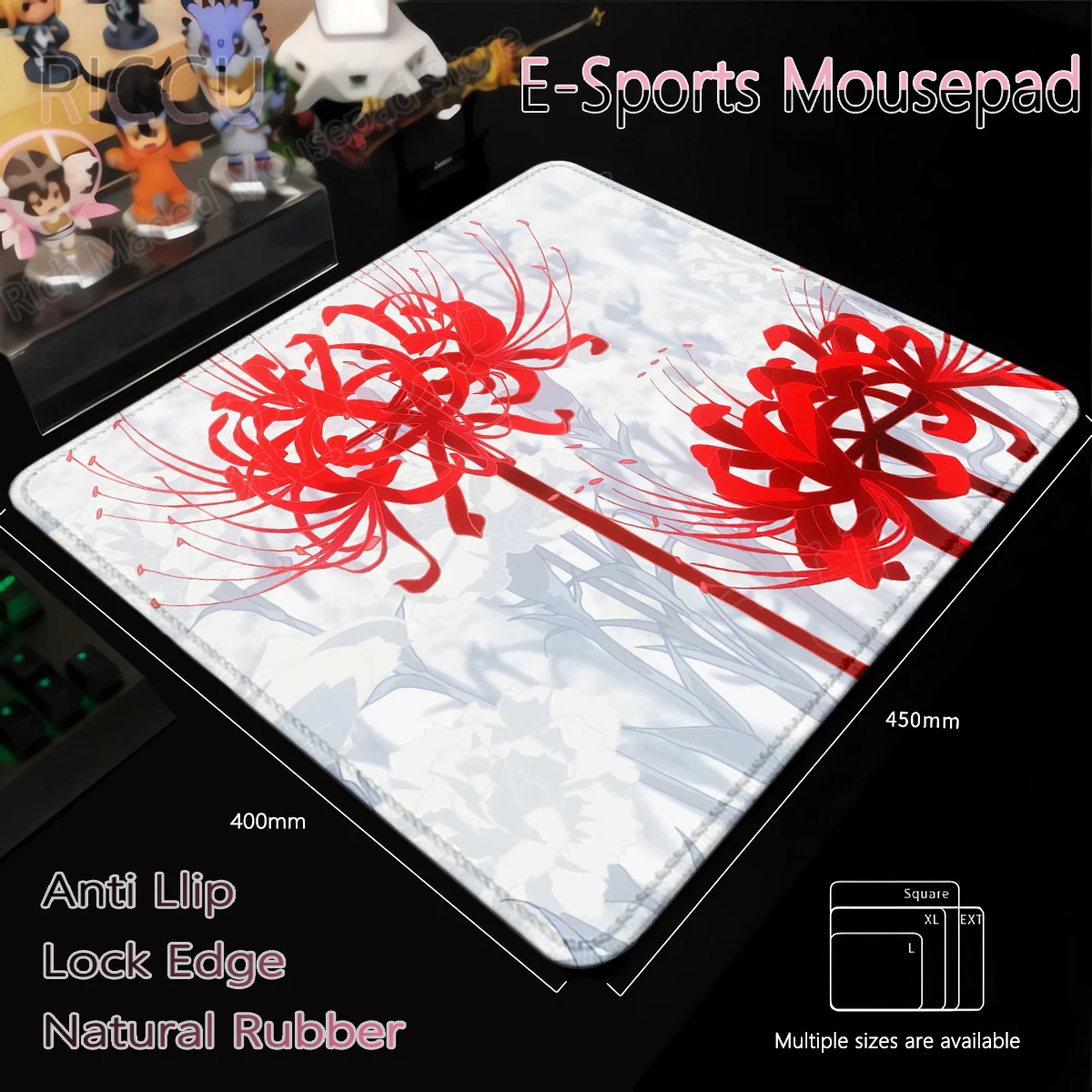 

Small Gaming Mouse Pad Red Spider Lily Desk Mat With Stitched Edge Non-Slip Mousepad Rubber Base Desk Pad Office Pc Keyboard Pad