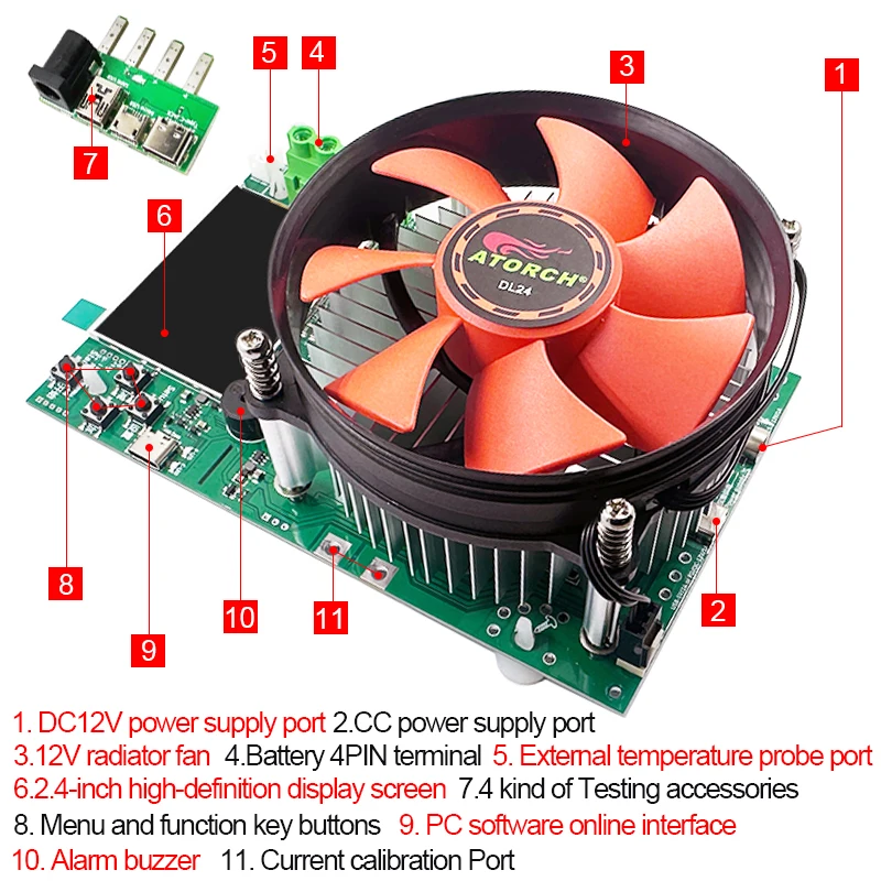 150W 4-wires Akkumulátor kapacitású teszter 2.4 hüvelykes TFT színben Kivet CNC típusa Elektronfizika teherbírású áram Beszédmód teszter vel Európai Unió Adapter