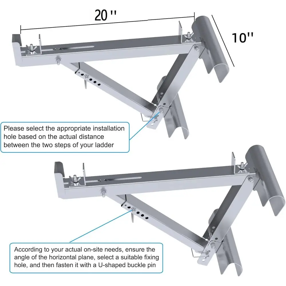Pair of Metaltech Scaffolding Ladder Jacks, Upgraded 2024 Model, Short Body, Two-Rung Extension for Enhanced Stability and Work
