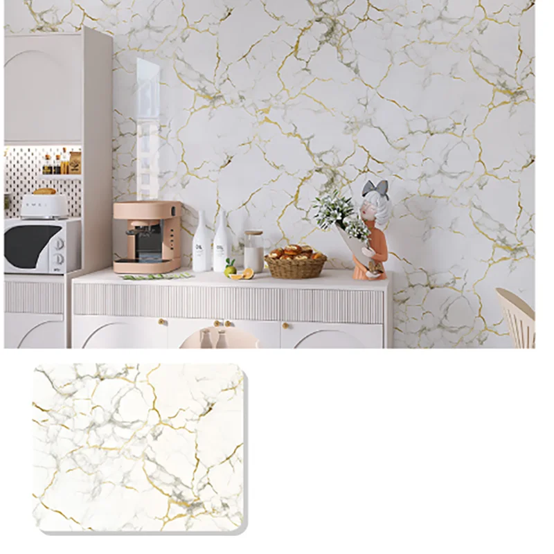 Modern style marble home decoration waterproof oil resistant self-adhesive 40cm kitchen living room bedroom wallpaper