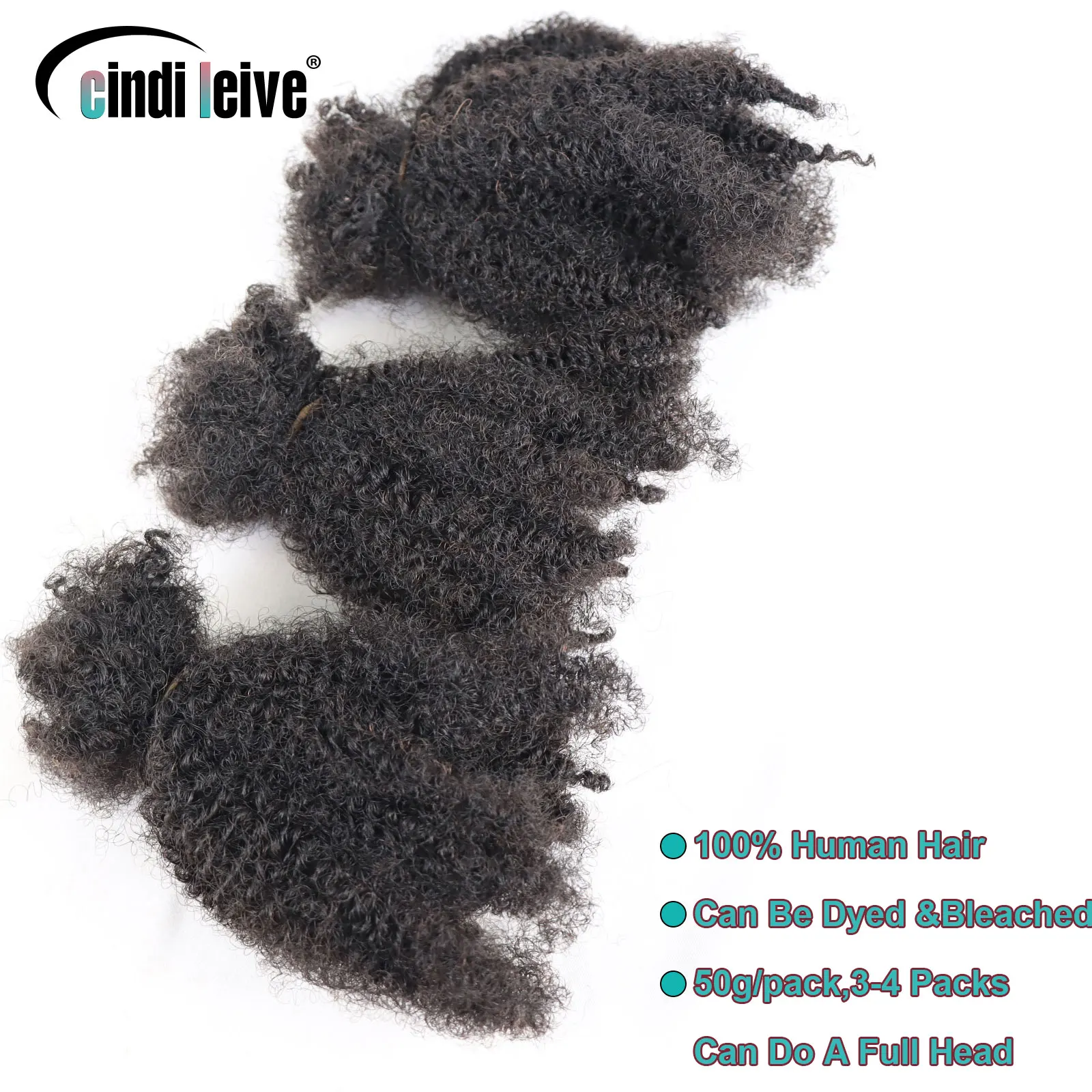 Capelli umani sfusi afro crespi per intrecciare estensioni dei capelli intrecciati all'uncinetto per trecce per estensioni Dreadlock senza trama 50 g/pacco