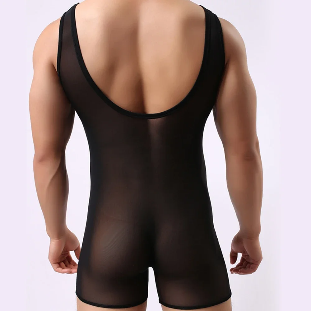 Men Shapewear High Elastic Sheer Fabric Transparent Ultra-thin Breathable High Elastic Soft T-Shirt Mesh Good Breathability Gays