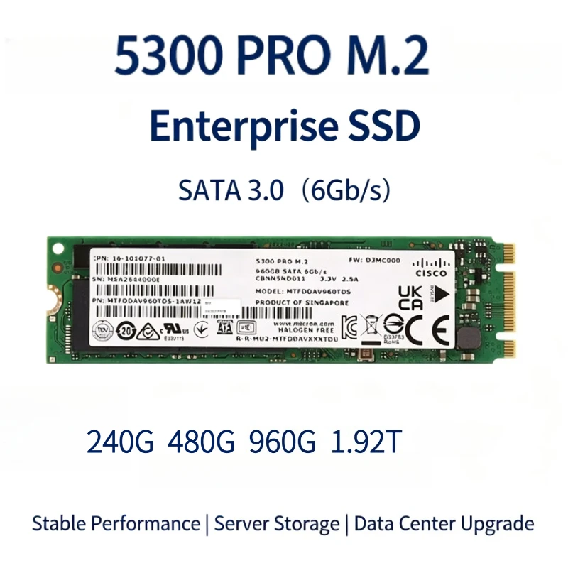 For Micron 5300PRO SSD 240GB 480GB 960GB 1.9TB M.2 SATA NGFF 2280 Enterprise-class Server Solid State Drives
