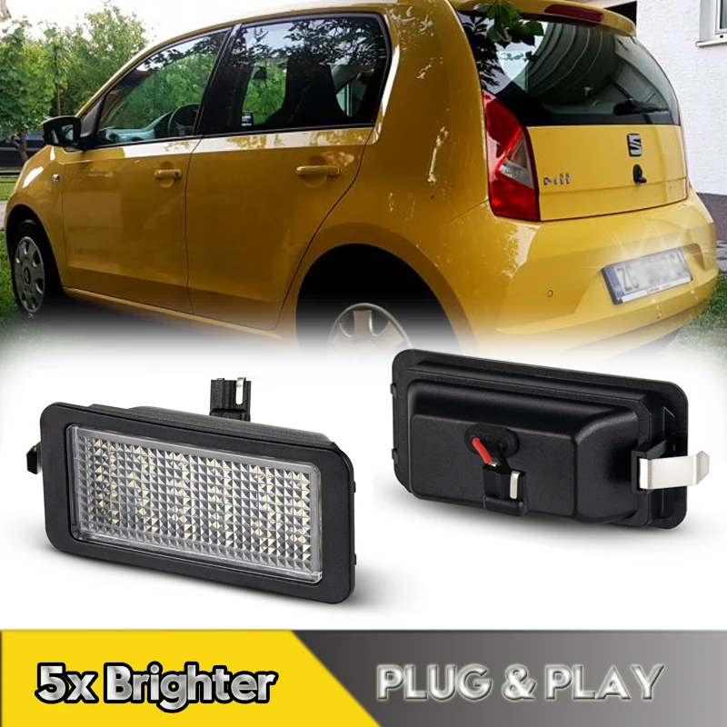 

2Pcs For Volkswagen UP! Skoda Citigo Seat Mii 2012-2021 LED Number License Plate Lights Lamps 18smd 6000K Canbus OEM#1S0943021