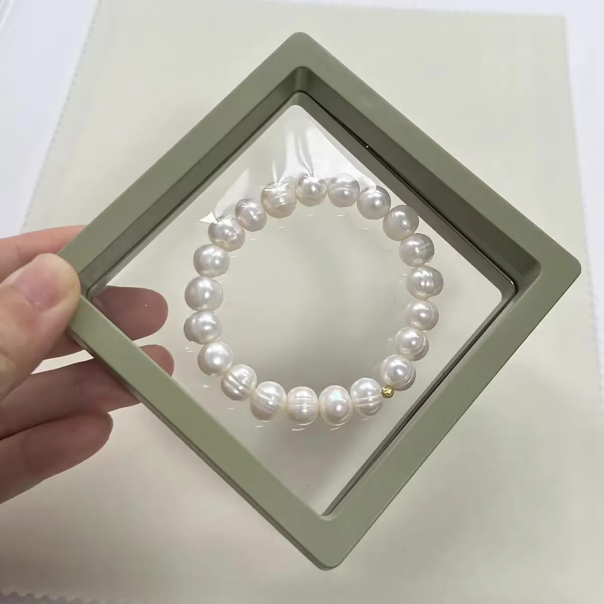 Natural Baroque Threaded Pearl Bracelet AAA8-9mm 9-10mm Pearl Bracelet 7.5-8inch Bracelet 14k Gold Plated