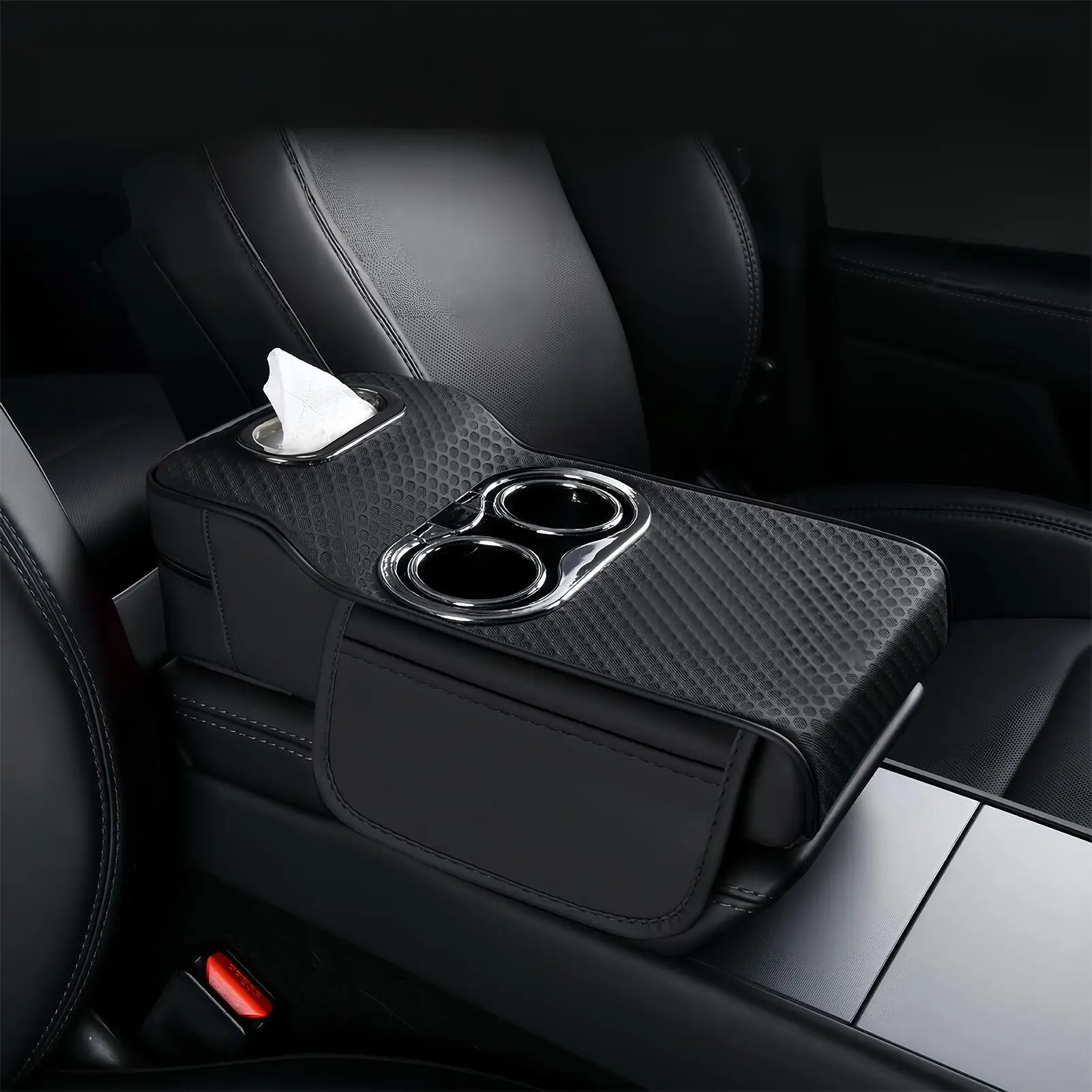 Armrest Storage Box Elastic Strap Non-Slip Heavy-Duty Organization Car Center Console Storage Box For Family Adults Men Women