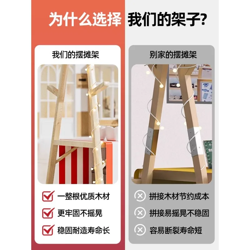 Portable wooden market stall display stand for outdoor retail vendors street trading furniture