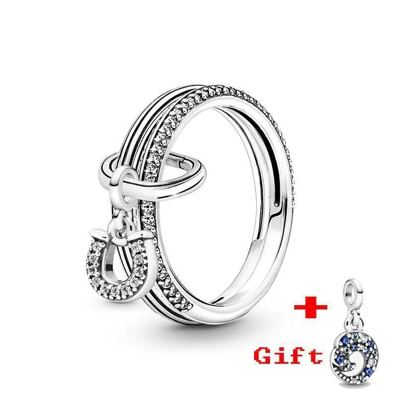New Hot 925 Silver Lucky Bottle Cap Happy Smiling Face Peach Heart Women's Logo Combination Ring High Quality DIY Charm Jewelry