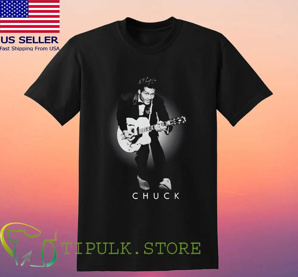 

Chuck Berry Guitar In Action Men's Black T-shirt Size S-5XL