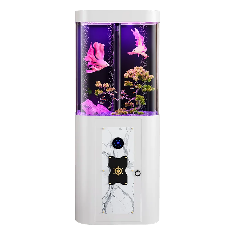 150L Eco-Friendly Medium Aquarium Acrylic Floor Fish Tank Ornamental Plastic Black White Oval