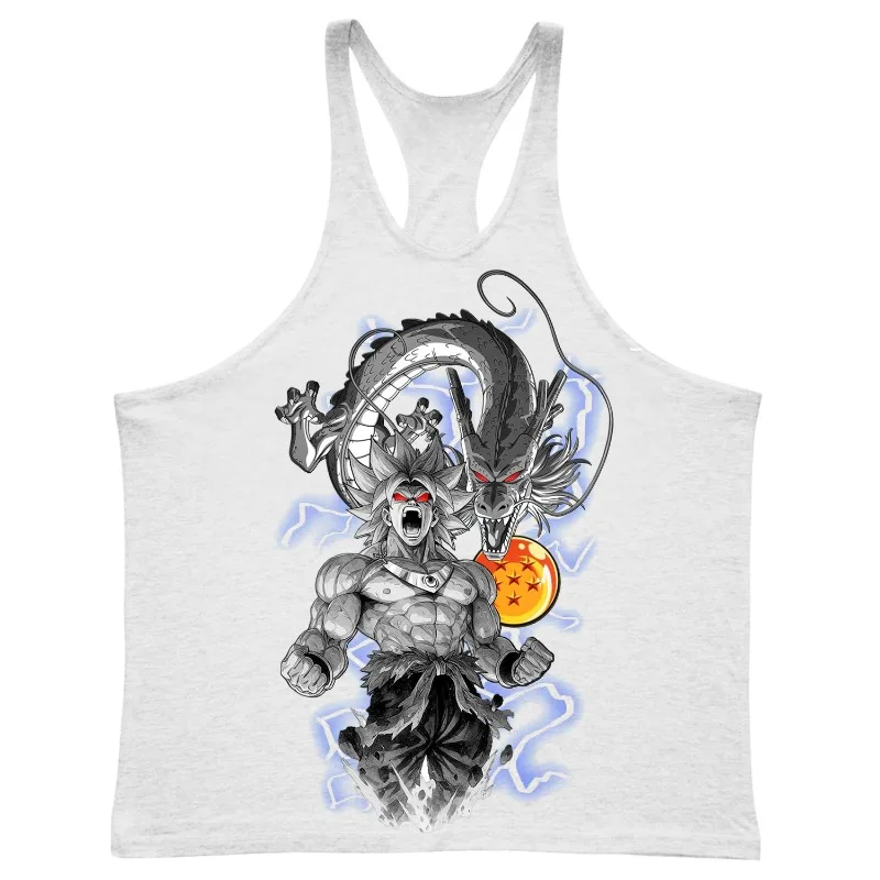 الصيف الرجال تانك القمم انمي ياباني لعبة دراغون بول برولي طباعة رجل الملابس القطن تنفس رياضية Y2k كرة السلة جيرسي #2