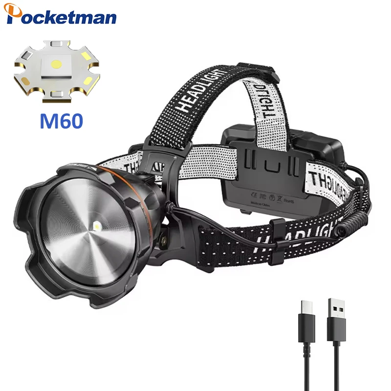 Super Bright LED Headlamp Smart Motion Sensor Headlight Outdoor Waterproof Head Lamp USB Rechargeable Head Light
