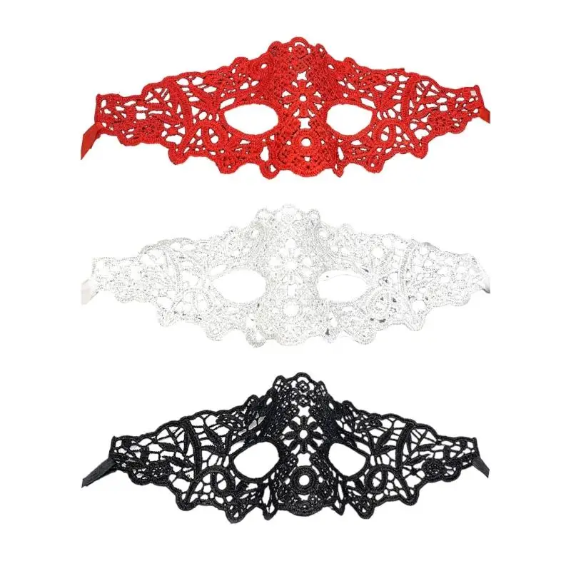 

652F Fashionable Black Lace Face Mask Breathable Design For Special Occasion Flexible Comfortable Wear