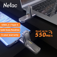 Netac 550MB/s Metal Usb3.2 Type C Usb Flash Drive 128gb 256gb 512gb 1tb Pendrive Memorias Usb Free Shipping for Phone Gift