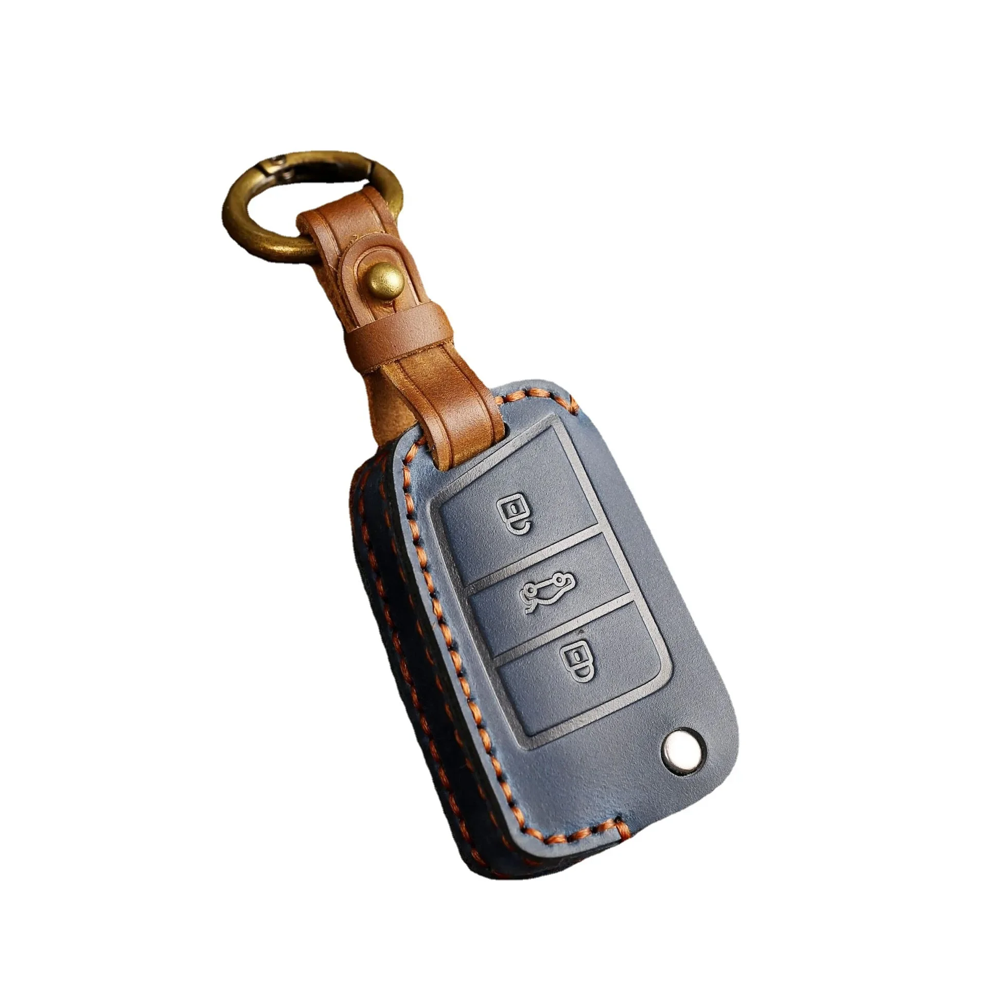 Leather Car Key Case Cover for Volkswagen VW Polo Golf 7 Sagitar Passat for Skoda Octavia Keyring Shell Bag Fob Auto Accessories