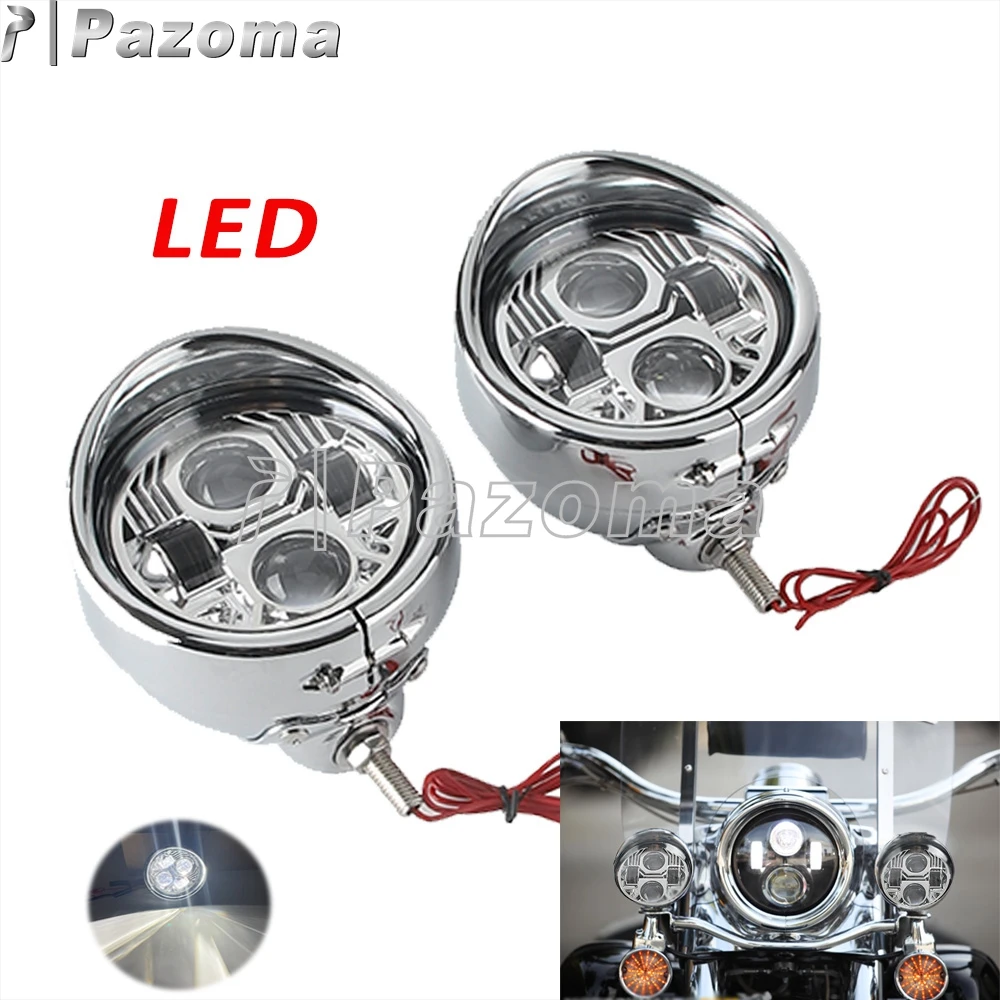 For Harley Touring Road Glide Road King Street Glide Heritage Classic Motorcycle Headlight Auxiliary Round Light LED Spot Lights