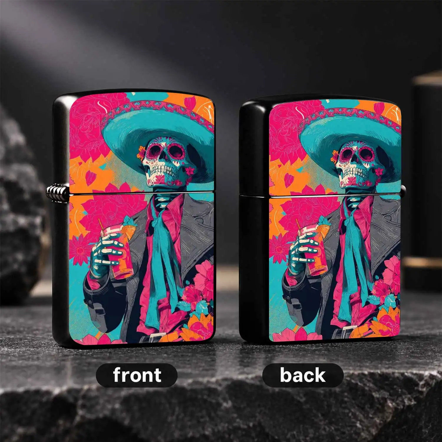 Creative Day Of The Dead Sugar Skull Lighter, Vibrant Sombrero Themed Stylish Accessory, Portable Exquisite Ornament For Daily Use, Unique Festival Gifting Piece For Various Scenes, Eye-Catching Colorful Decorative Item For Party Gathering