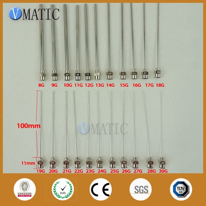 Free Shipping High Precision All Metal Tips Tube Length 10cm Blunt Stainless Steel 10Pcs Dispensing Needles Syringe Needle Tips