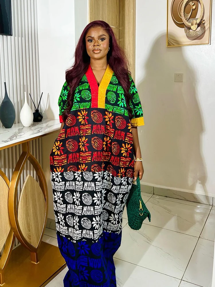 

Authentic African Print 100% Cotton Swiss Voile Women's Traditional Wedding Party Attire Senegal Dashiki Robe Boubou Dress