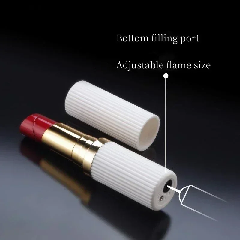 Mini Lipstick Butane Lighter for Women Open Fire Inflatable Cute Personalized Smoking Accessory Girl Gift