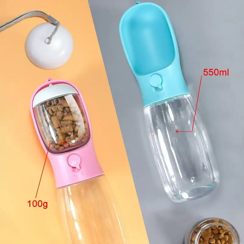 Hot Selling 2 In 1 300ml 550ml Portable Dog Water Bottle With Food Container For Outdoor