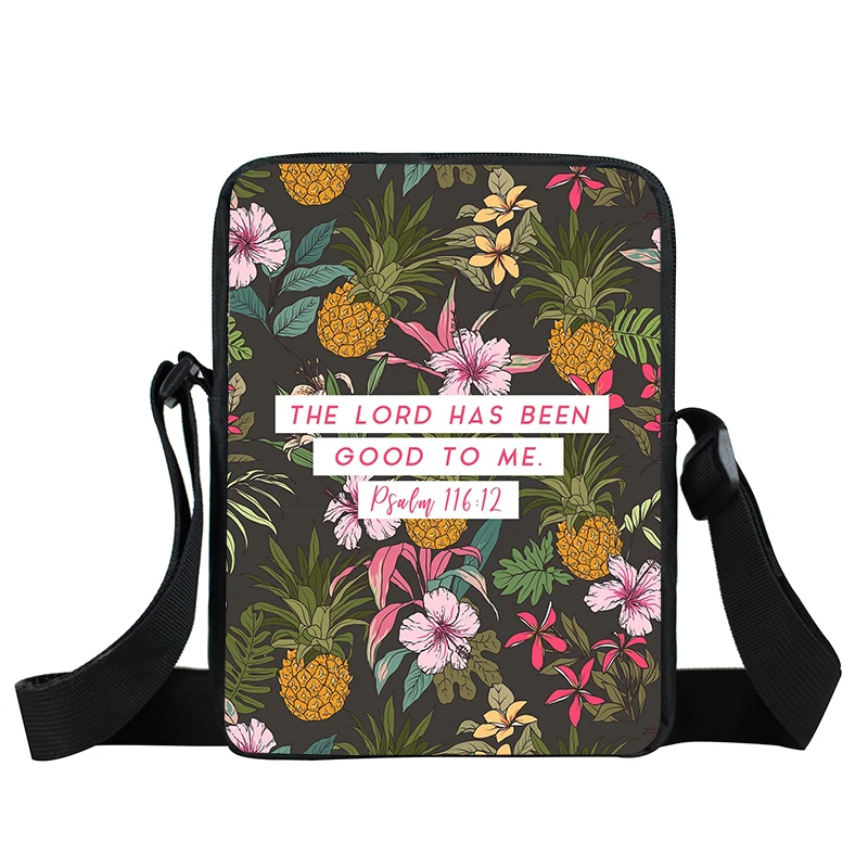 Bible Verse He Will Sustain You Print Shoulder Bag Women Classic Bible Verse Floral Messenger Bags Canvas Crossbody Bag Gift