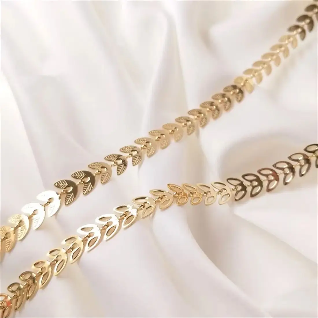 14K Gold Leaf Loose Chain Hand Chain Aircraft Hollow Willow Ear Jewelry Accessories Diy Handmade Materials B608